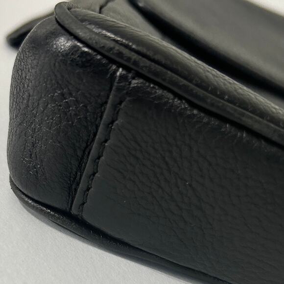 Tory Burch Black Pebbled Leather Crossbody Bag Gold Hardware FLAW Flap Turnlock - Picture 10 of 16